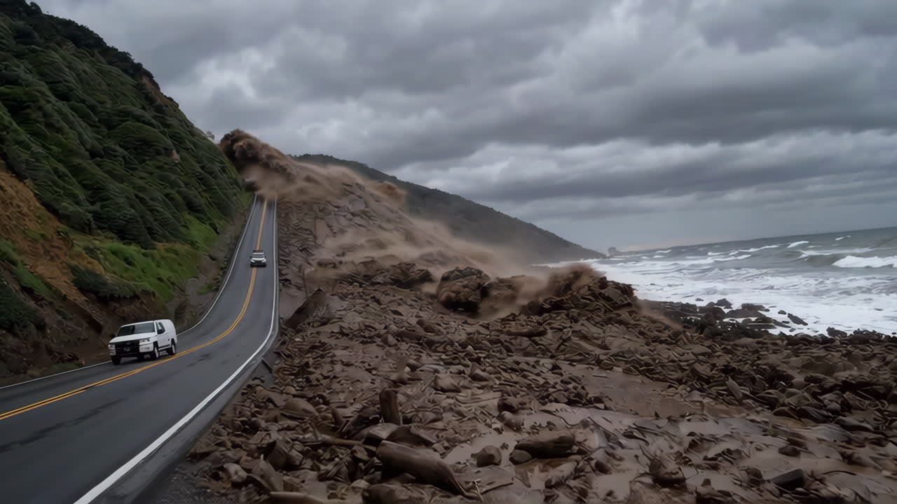 Coastal Landslide and Road Damage