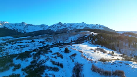 right to left pan of the sawatch range in colorado during sunset