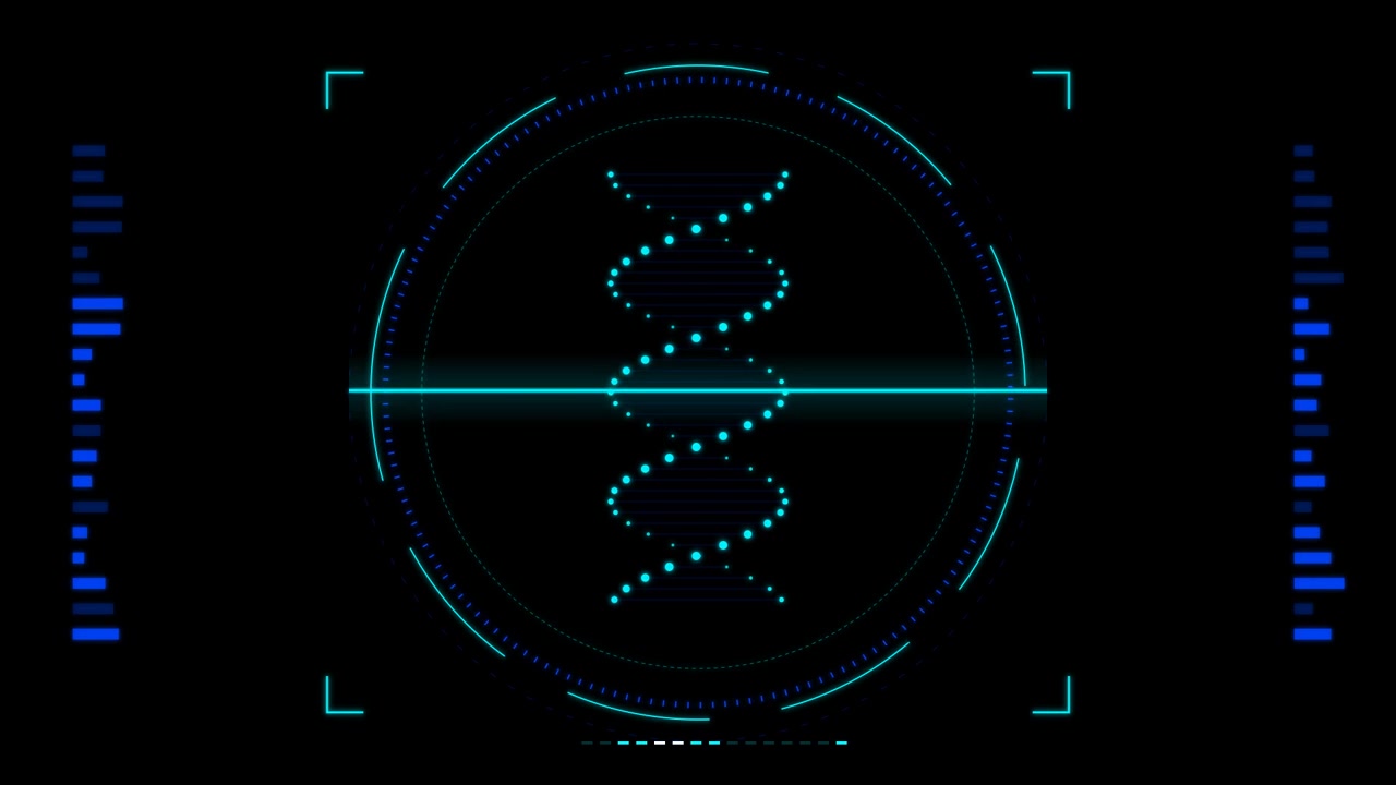 Digital DNA Helix Scanning in Futuristic Interface