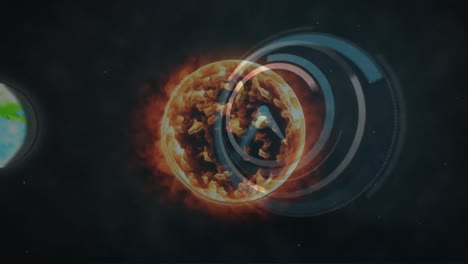 animación de sistemas solares, planetas y espacio sobre relojes que tiquetean