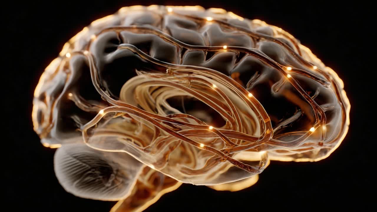 A Stunning Visualization of a Brain with Glowing Neural Pathways Highlighting Connectivity and Complexity in Neural Networks