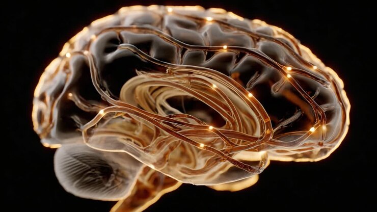 A Stunning Visualization of a Brain with Glowing Neural Pathways Highlighting Connectivity and Complexity in Neural Networks