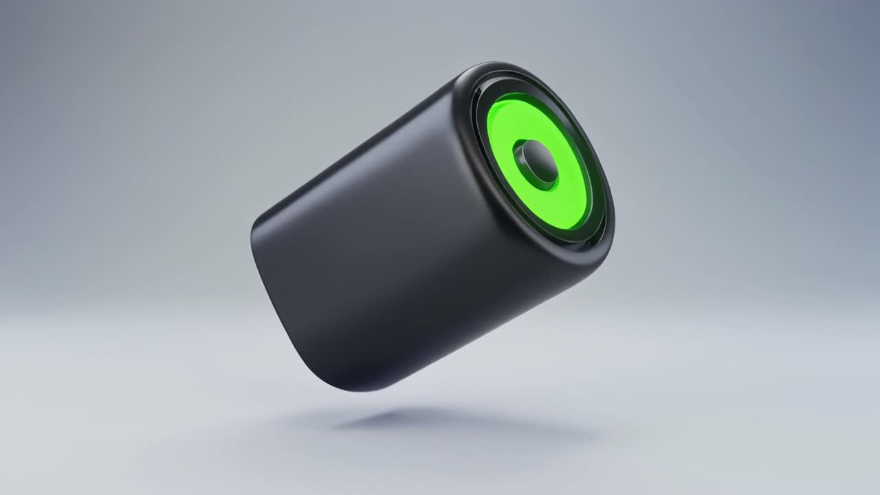 3D Animated Battery Icon Charging to Full