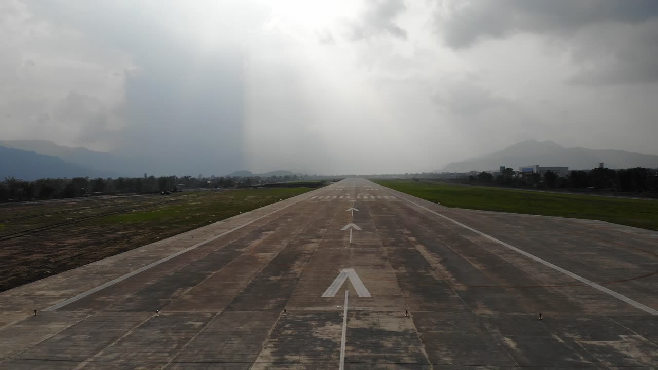 Runway of international airport in Nepal