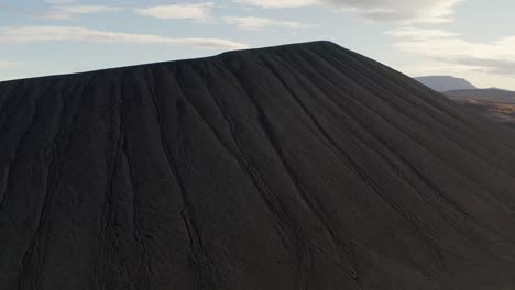 Ascending-shot-of-Hverfjall-mountain-on-Iceland-Island-during-sunny-day---Beautiful-landscape-shot