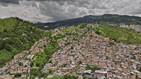 medellin colombia aerial v29 flyover juan xxiii and la quiebra neighborhoods, over the hill reveals the views of santa margarita hillside residential comuna - shot with mavic 3 cine - november 2022