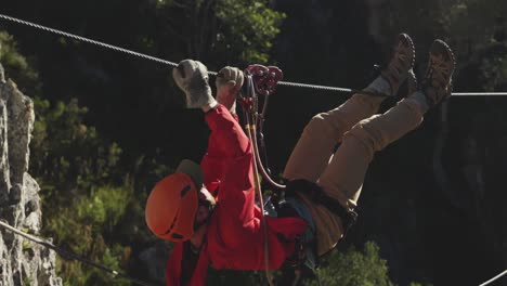 Young-Caucasian-man-zip-lining