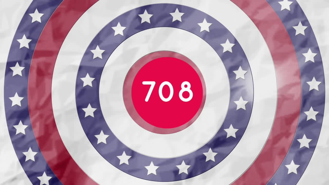 ⁇ 어진 종이에 대항하여 회전하는 원에 별 위에 둥근 빨간  ⁇ 발에 증가하는 숫자