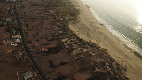 morning at porto santo beach, tranquil shoreline at atlantic ocean, aerial