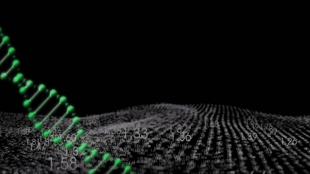 Processing scientific data, DNA strand and binary coding in animation