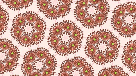 4k kaleidoscope with colorful flowers. optical illusion. objects change shape and size randomly.gentle soft background.