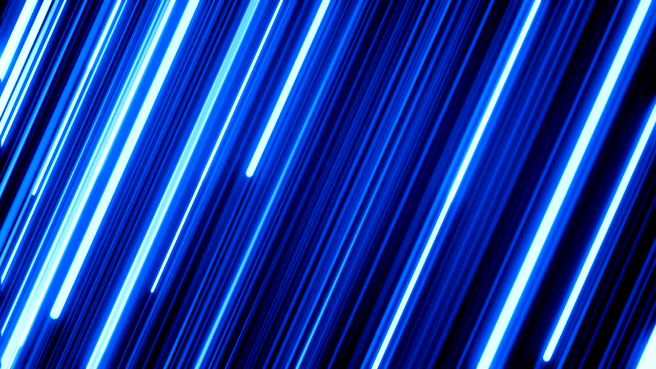 Beautiful Blue Color Neon Diagonal Stripes Fading on Black. Digital Design Concept. Looped 3d Animation of Glowing Lines