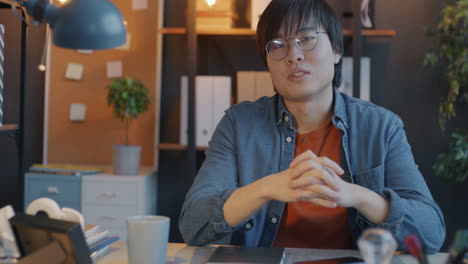 Man in Office, Video Call