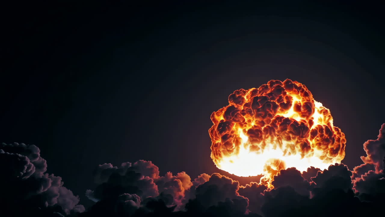 Nuclear Explosion Over Clouds at Night