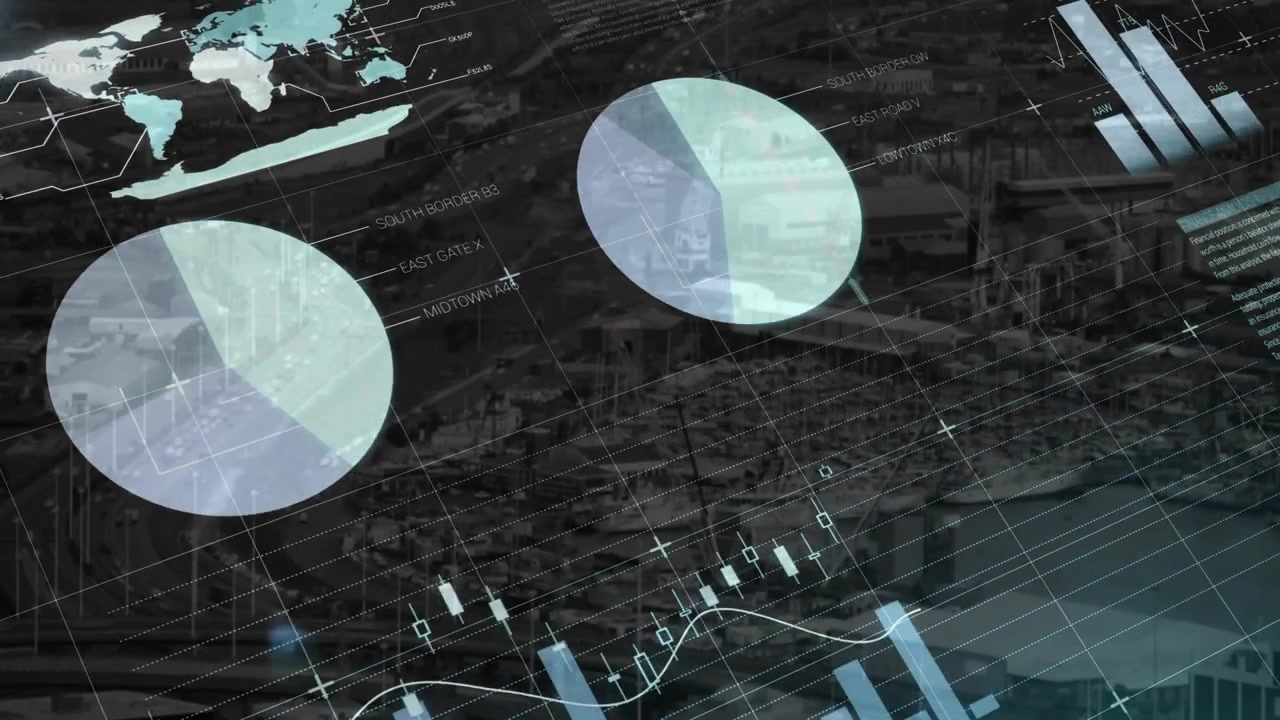 Animation of statistics and data processing over at night