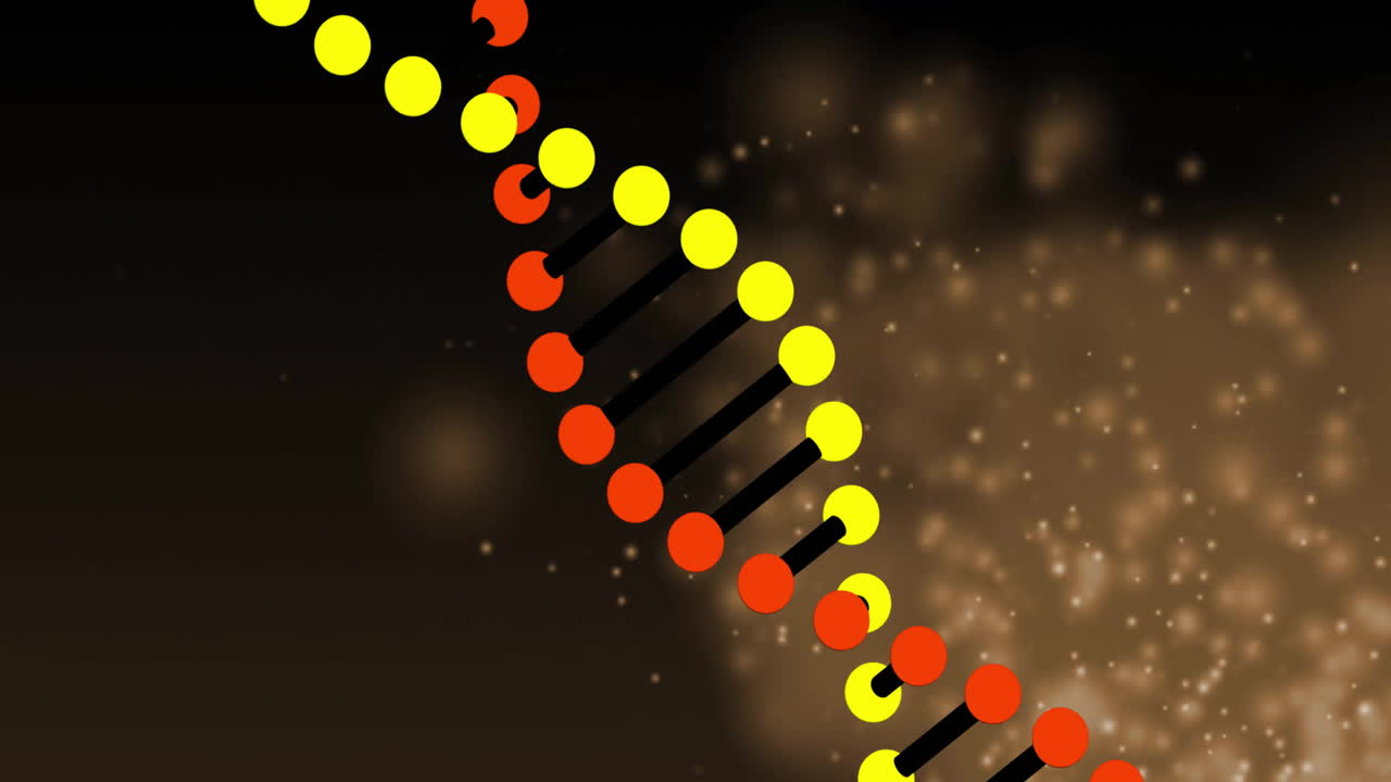 배경에 반이는 입자와 함께 dna 줄무 애니메이션