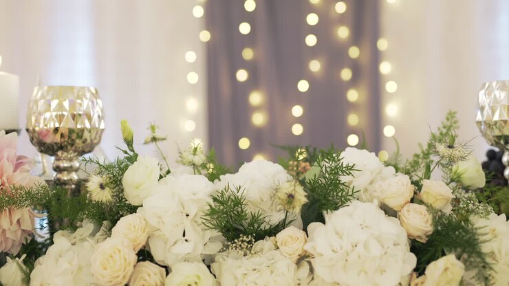 Soft Petals of Wedding Bouquet Close View