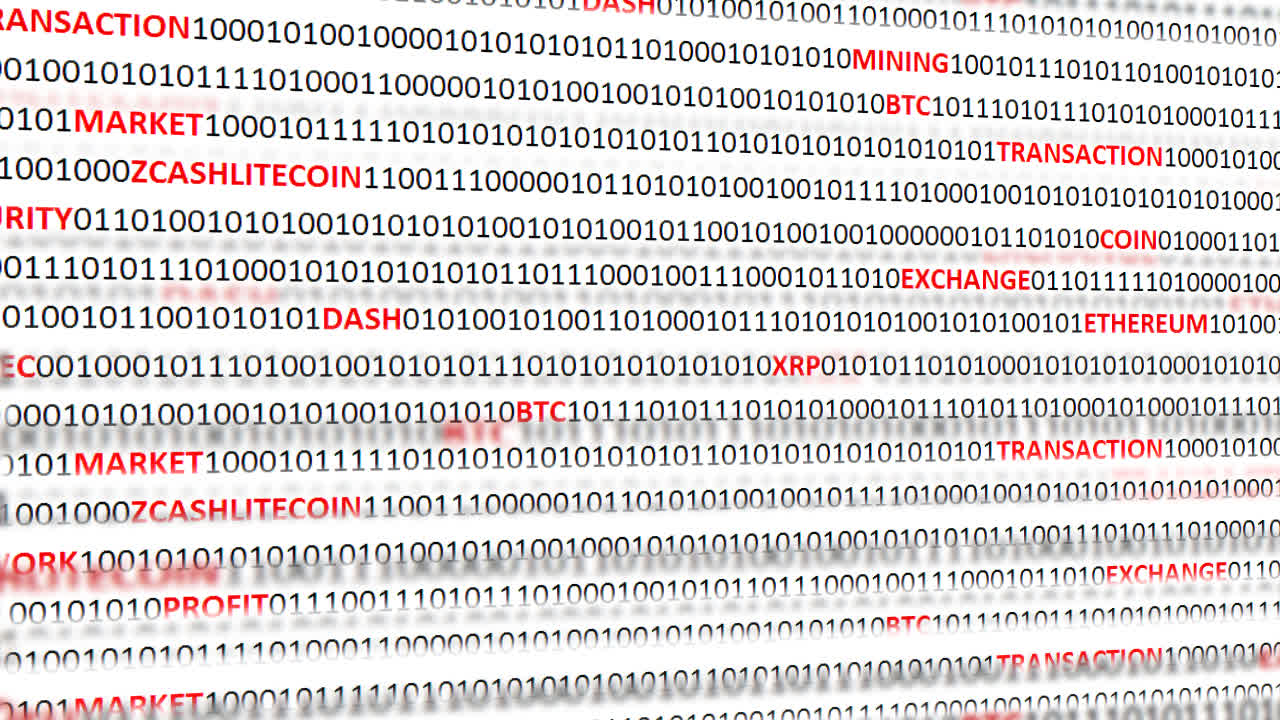 Cryptocurrency on a digital background. Background from a program code and cryptocurrencies
