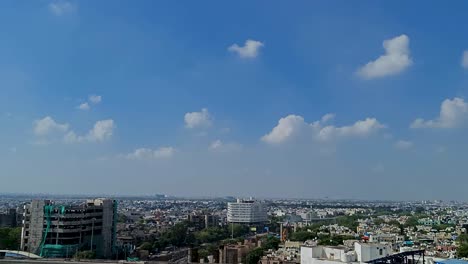 Espectacular-Cielo-Azul-Paisaje-Urbano-Vista-Superior-Drone-Nueva-Delhi-India-Asia