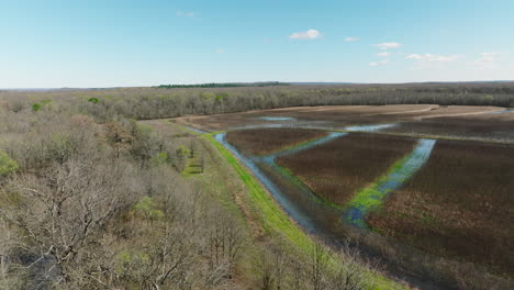 Arroyos,-Campos-Y-Bosques-Durante-La-Temporada-De-Otoño-En-El-área-De-Manejo-De-Vida-Silvestre-De-Bell-Slough-En-Arkansas,-EE.UU.