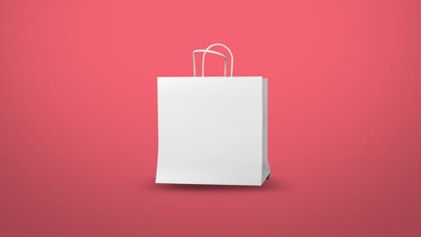 megáfono colorido girando alrededor de la bolsa de compras blanca animación de bucle 3d