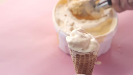 vanilla ice cream in waffle cone