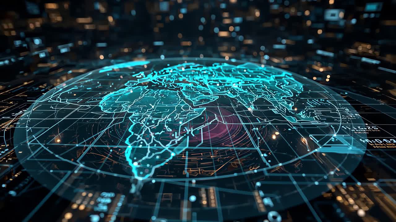 Digital World Map - Global Network and Connectivity