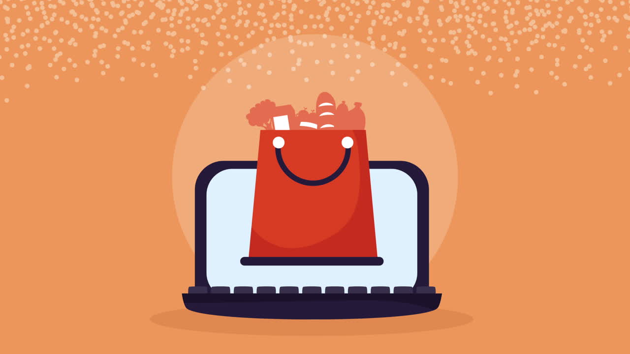 animación de comercio electrónico portátil para computadoras portátiles