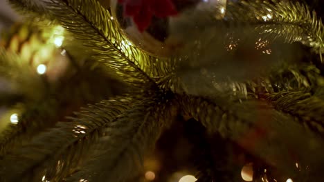 close up footage of fake christmas tree, with shallow depth of field , nice colours and bokeh 4k