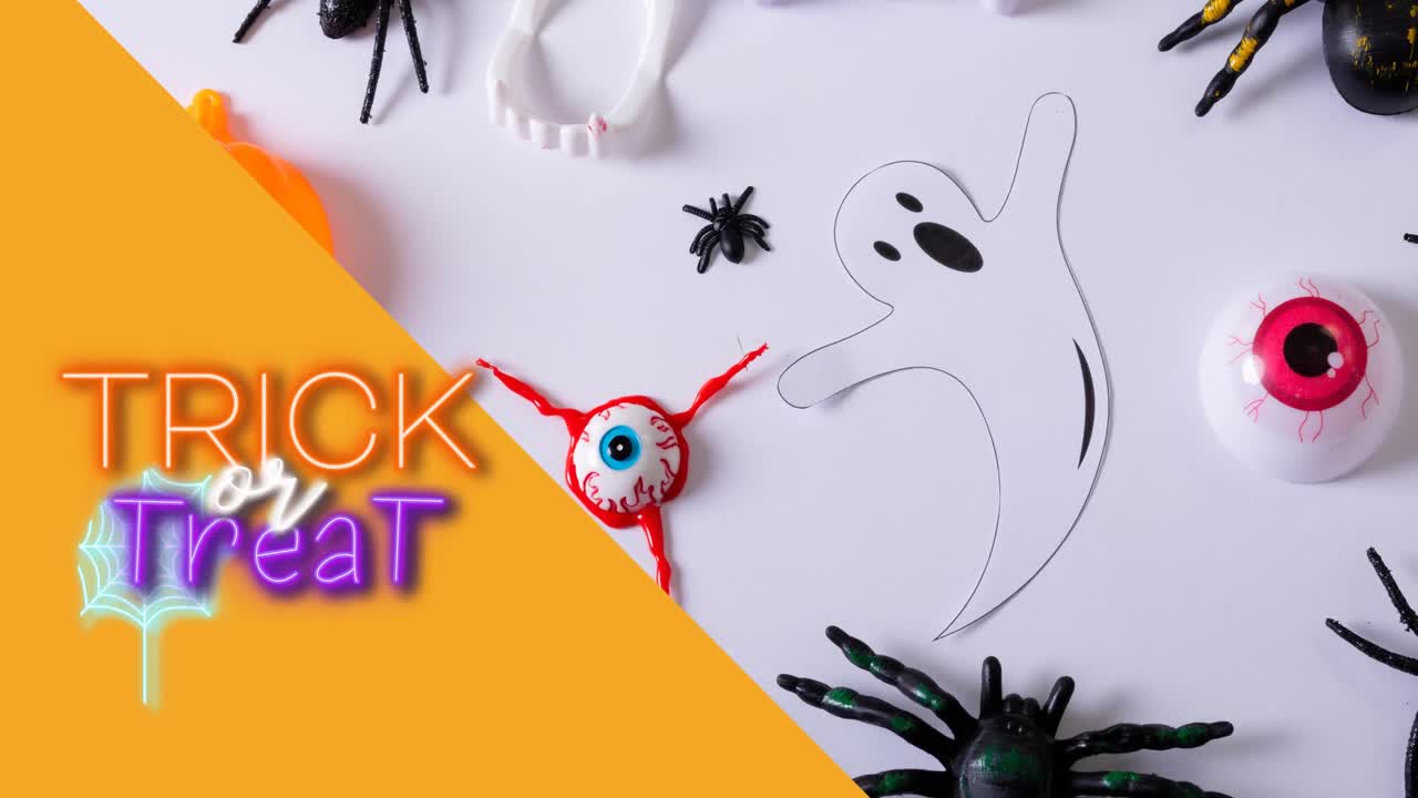 과자 위에 트릭 또는 트리트 텍스트의 애니메이션