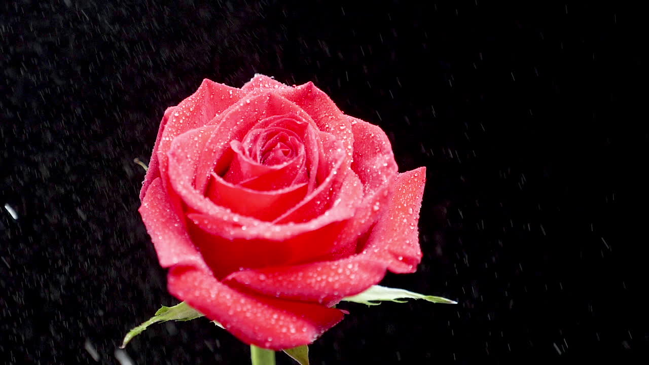 Rosa rossa con gocce d'acqua