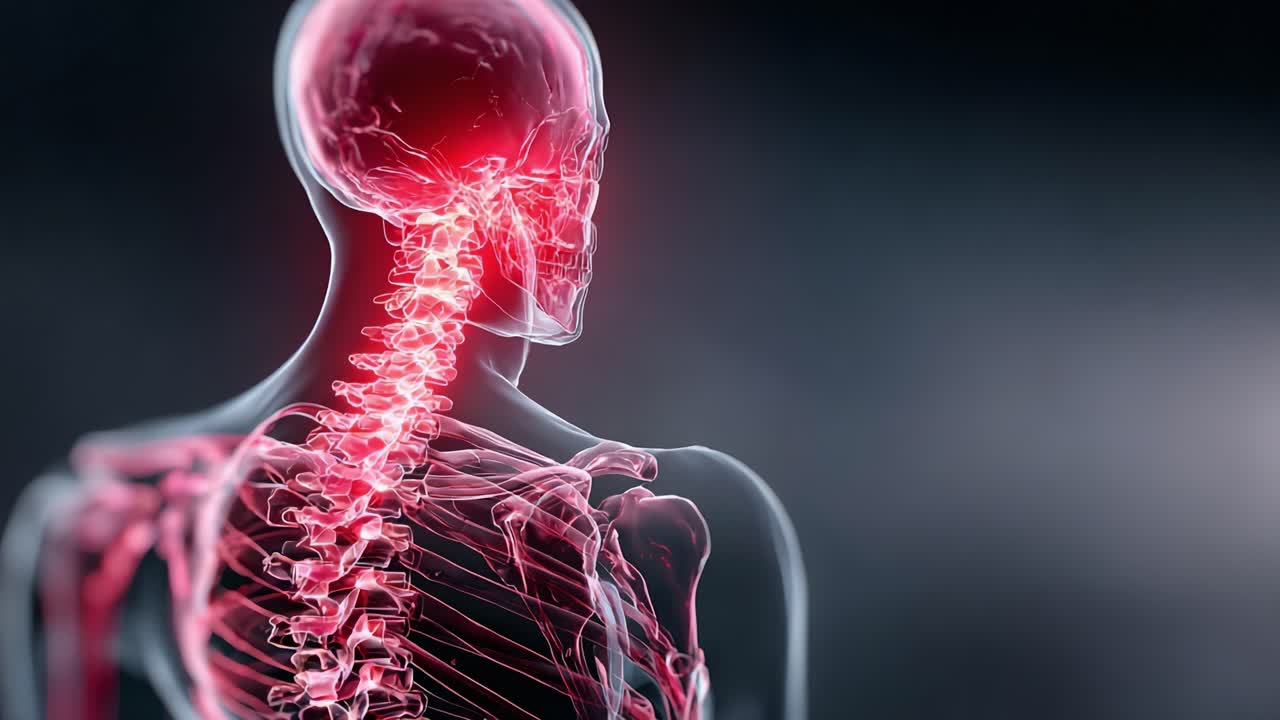 Un'immagine suggestiva dell'anatomia della colonna vertebrale e del collo umano che evidenzia la struttura complessa e l'importanza della colonna vertebrale nella salute e nel movimento umano.