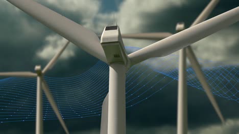 rotating wind turbines with computer animated background