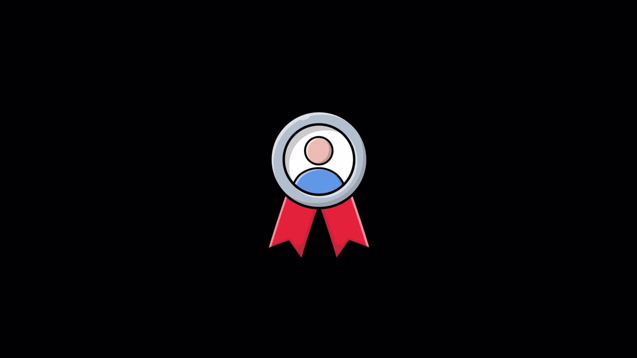 Animated Medal with User Profile Icon Bouncing on Black Background