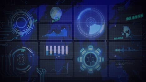 animación del procesamiento de datos financieros sobre las estadísticas