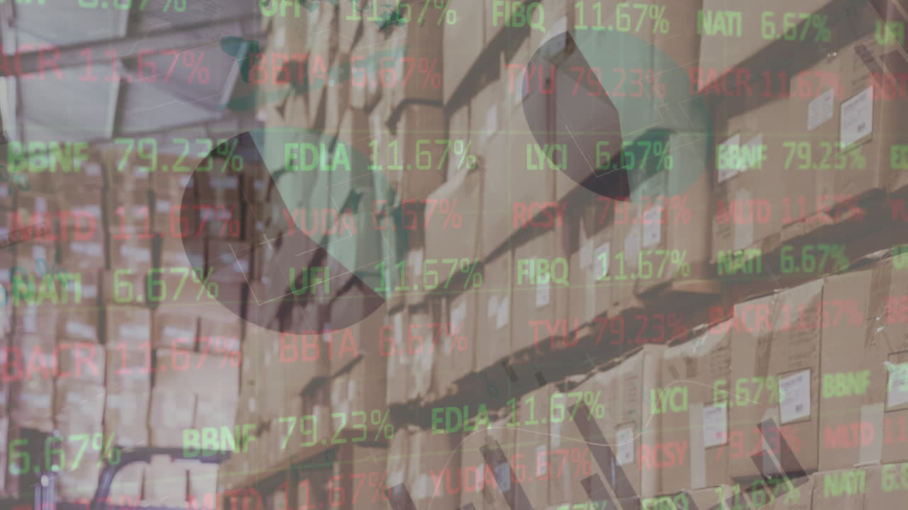 animación del procesamiento de datos en un almacén vacío