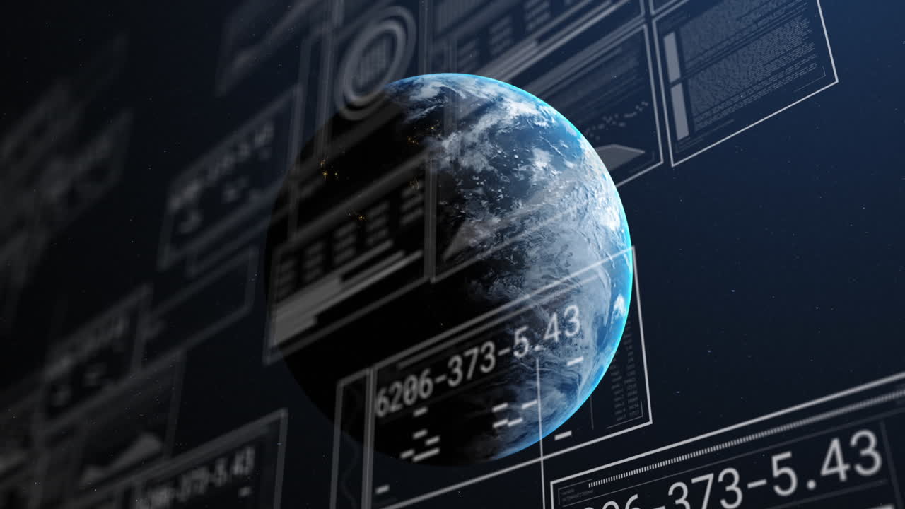 Animation of computing data processing over globe