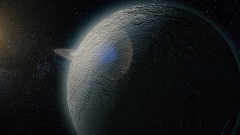una vista de cerca de saturno con sus anillos