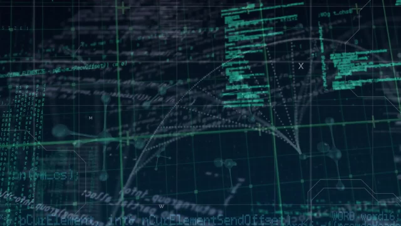 Animation of data processing over dna strand spinning