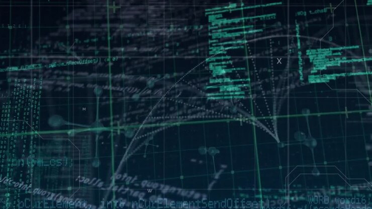 Animation of data processing over dna strand spinning