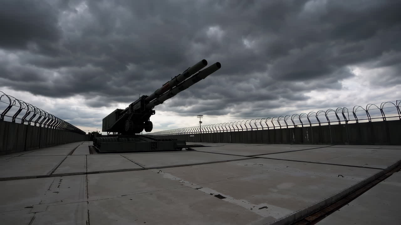 Military Missile Launcher on Platform