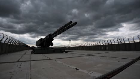 military missile launcher on platform