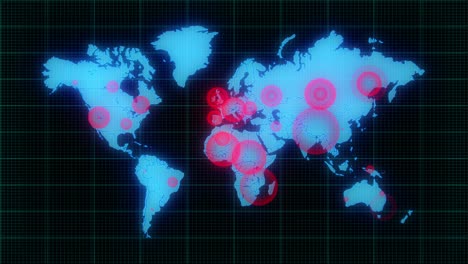 mapa del mundo animación de la pandemia del virus corona