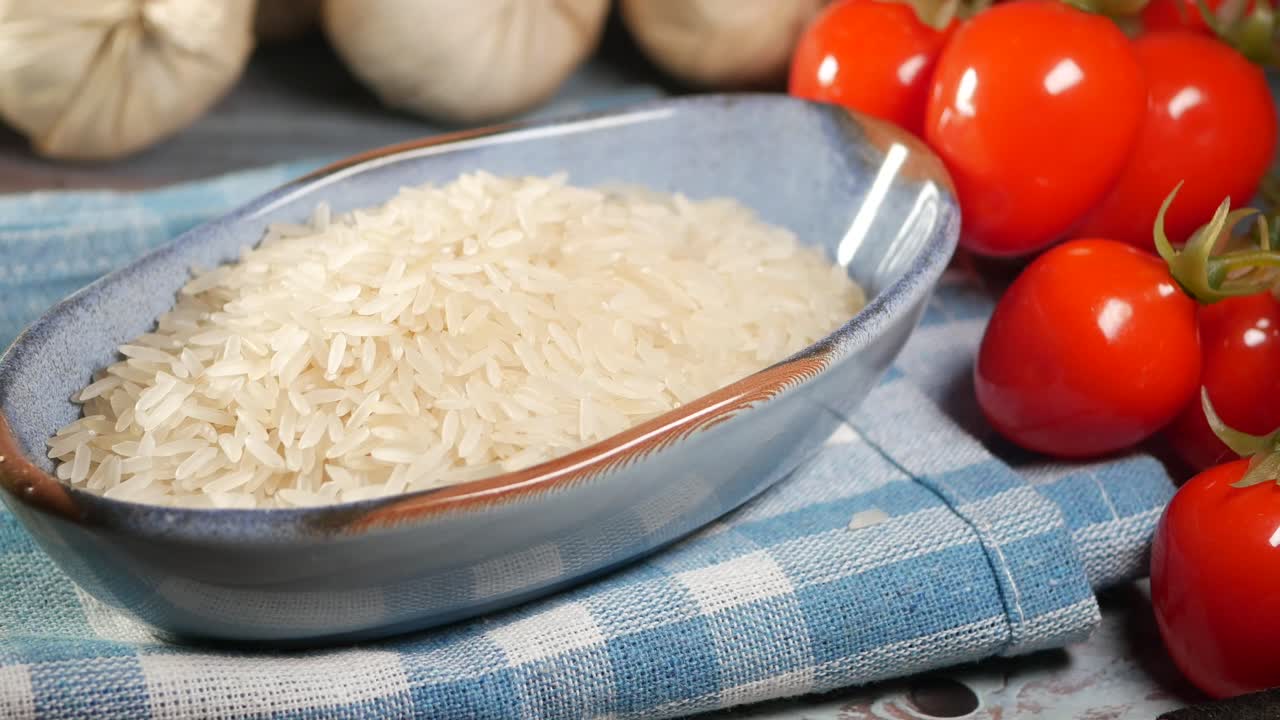 Uncooked Rice in a Bowl