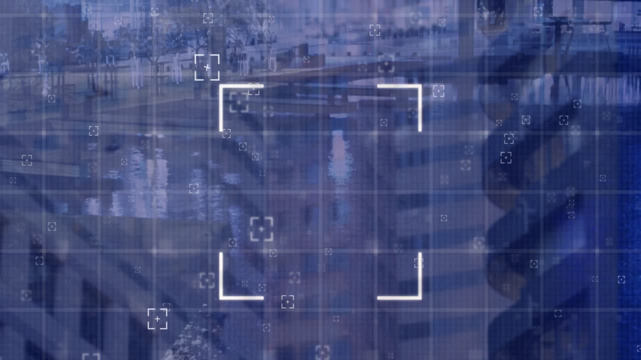 animación del procesamiento de datos sobre el paisaje urbano