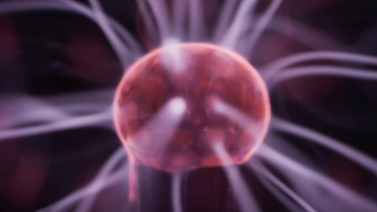 Close up of the centre of plasma ball discharging energy rays