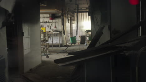 destroyed dining hall kitchen at kibbutz nir oz after the terror attack by hamas on october 7th