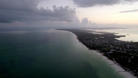 cloudy dusk sea stock clips. drone view.