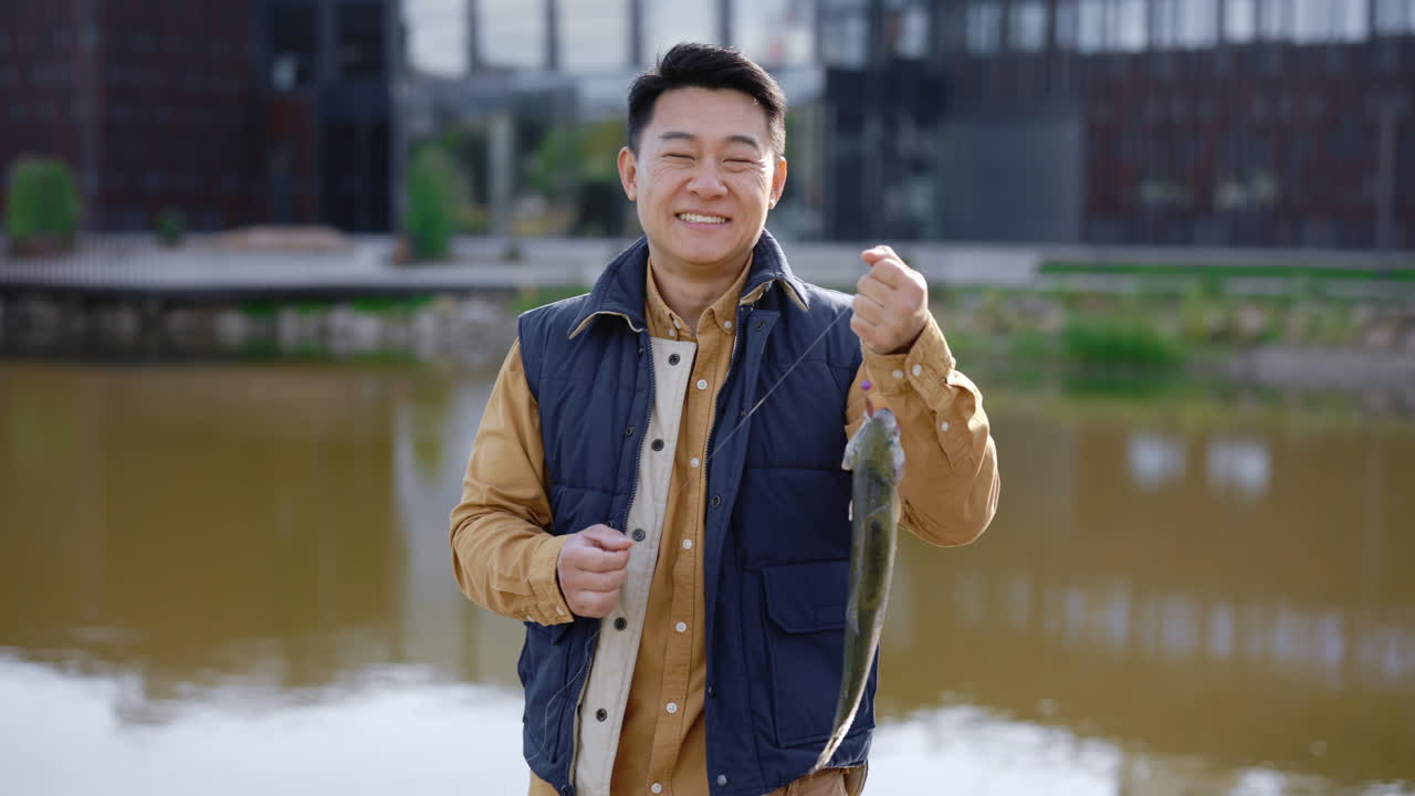 Man fishing with a Trout