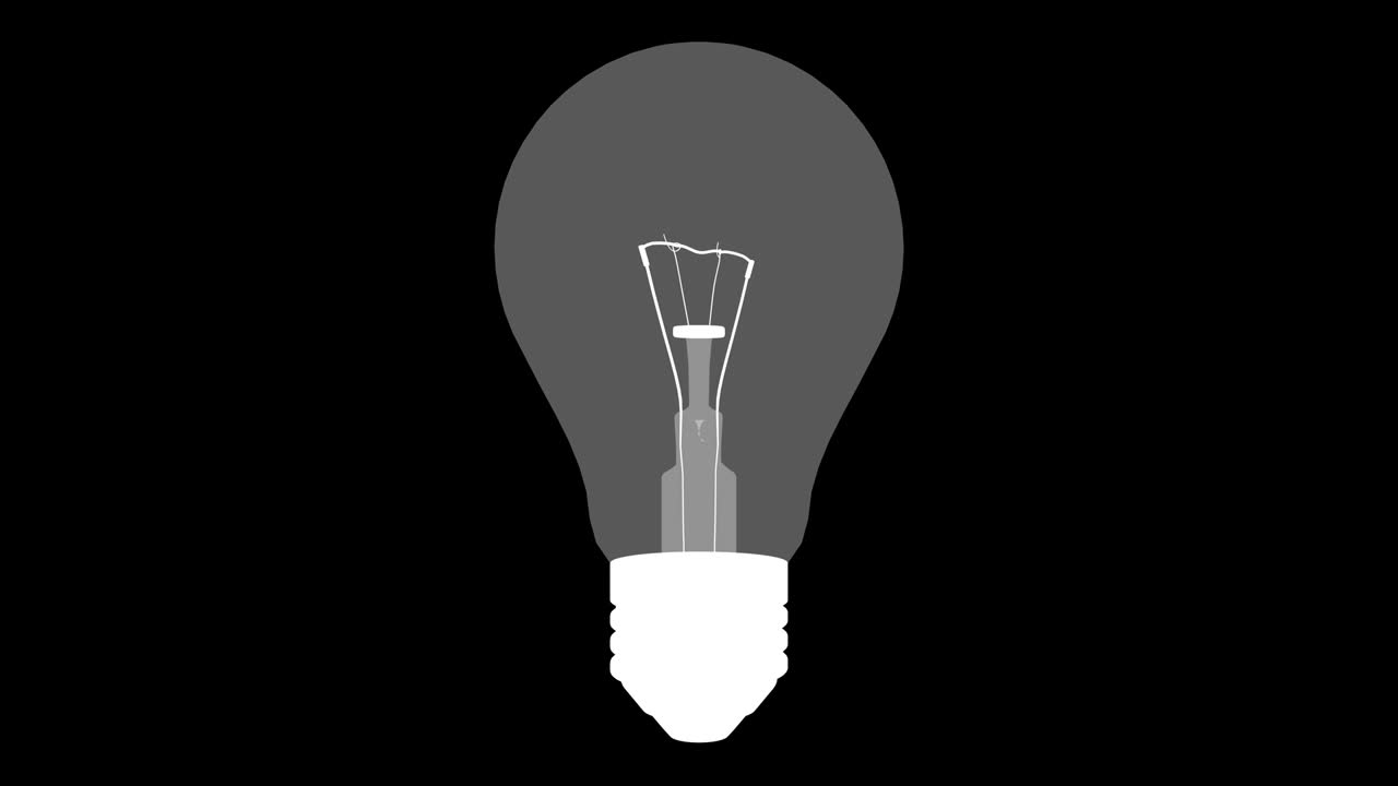 Light Bulb Icon Idea, Modern Light Bulb Line Icon Animation on Black background, non-flammable bulb, have great idea - Gray